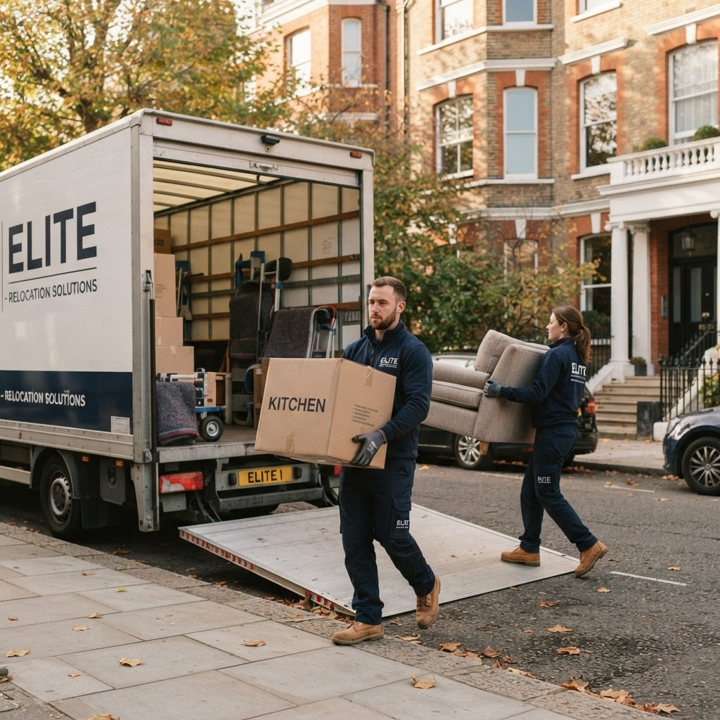 Professional movers loading a truck